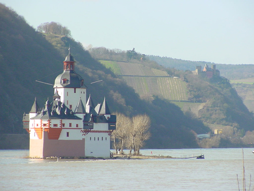 Pfalzgrafenstein mit der Schönburg im Hintergrund